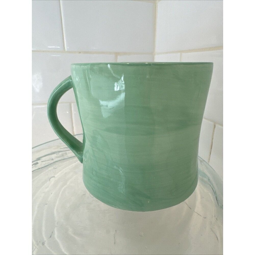ANTHROPOLOGIE COFFEE TEA CUP MUG GREEN WITH LETTER F 12 OZ - Picture 4 of 10